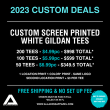 Load image into Gallery viewer, CUSTOM SCREEN PRINTED WHITE GILDAN TEES