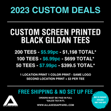 Load image into Gallery viewer, CUSTOM SCREEN PRINTED BLACK GILDAN TEES