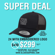 Load image into Gallery viewer, SUPER DEAL - BLACK MESH SNAPBACK TRUCKERS